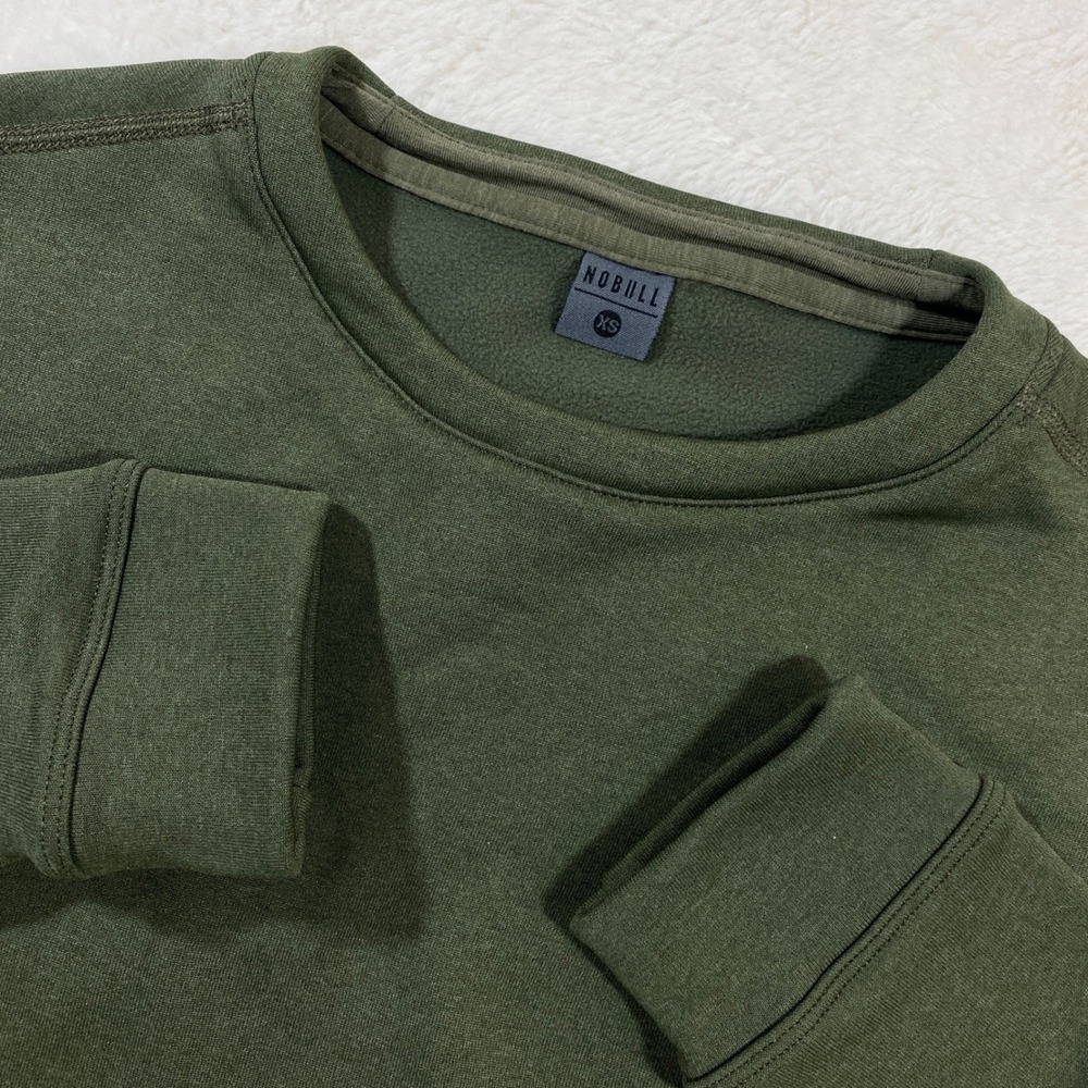 NOBULL XS Olive Green Crew Neck Pullover Sweatshirt Athletic Training Top